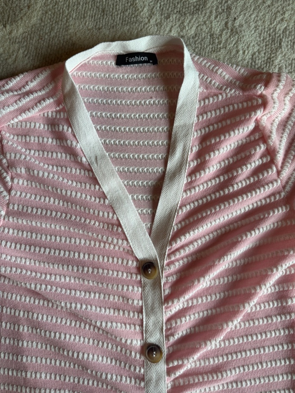 Pink Button-Front Ribbed Midi Dress - Picture 4 of 6